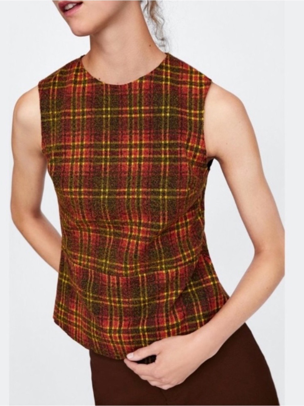 Zara Plaid Peplum Top